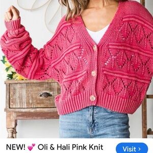 Oli & Hali Vibrant Pink Cardigan